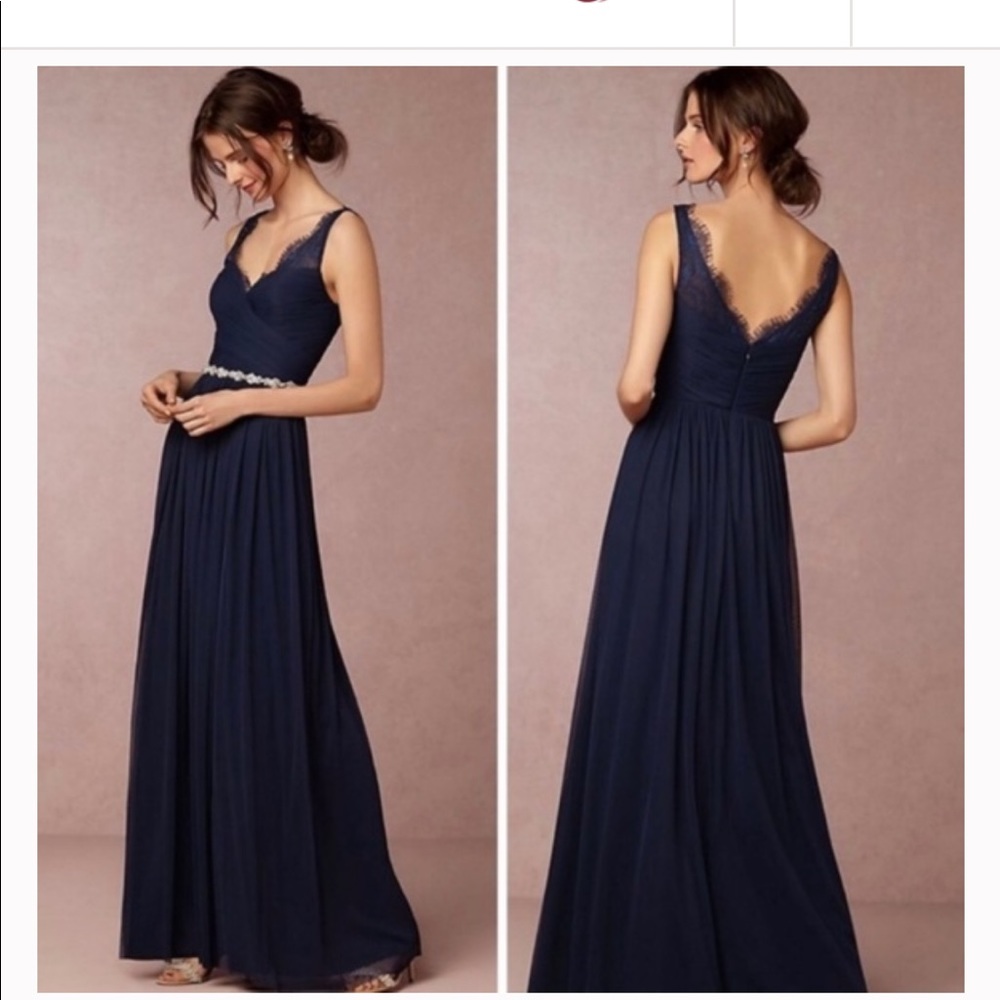 BHLDN Fleur Navy Gown By Hitherto